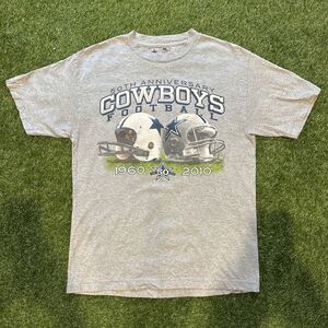 Dallas Cowboys NFL 50th Anniversary Logo Helmet History T Shirt Mens Size Small